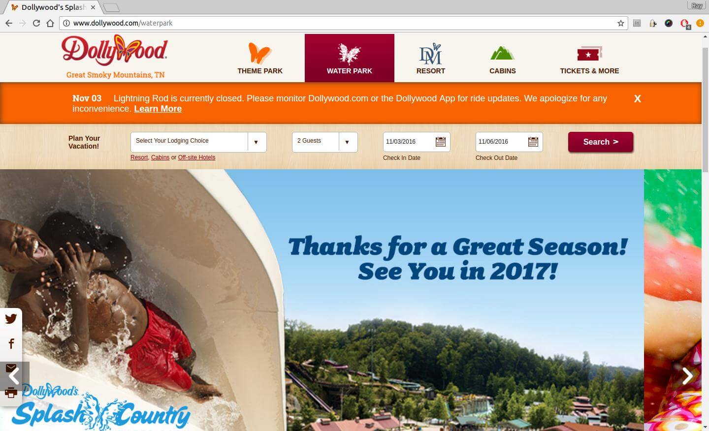 Pigeon Attractions Dollywood Splash Country Bear Camp Cabin